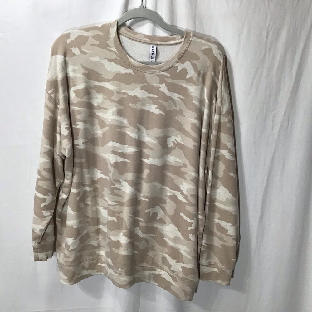 Athleta camo crew neck balance pullover sweatshirt sweatshirt  632058 XL Oatmeal